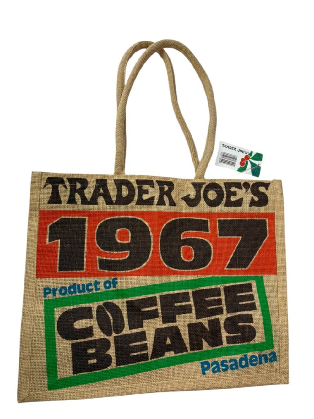 New NWT Trader Joe's Tote Bag Shopper, Coffee Beans Bag, Large, Shoulder
